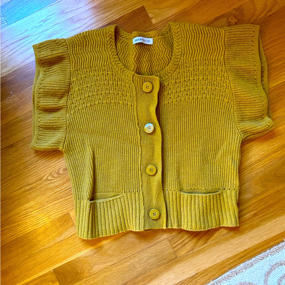 See by Chloe short sleeved sweater in mustard size M